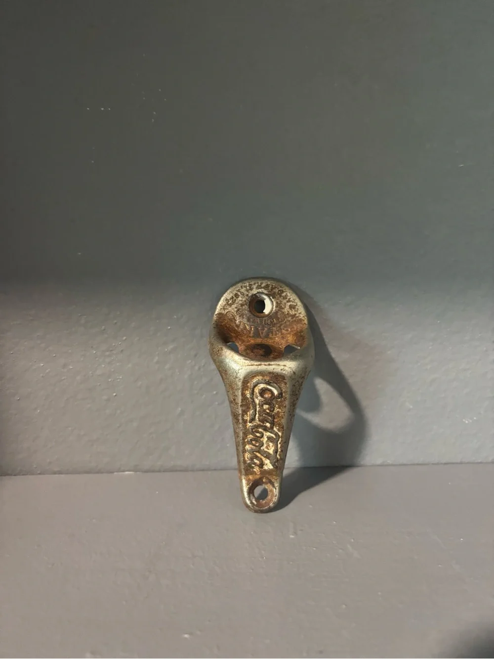 Vintage-Style Wall-Mount Bottle Opener in Aged Silver-Brown